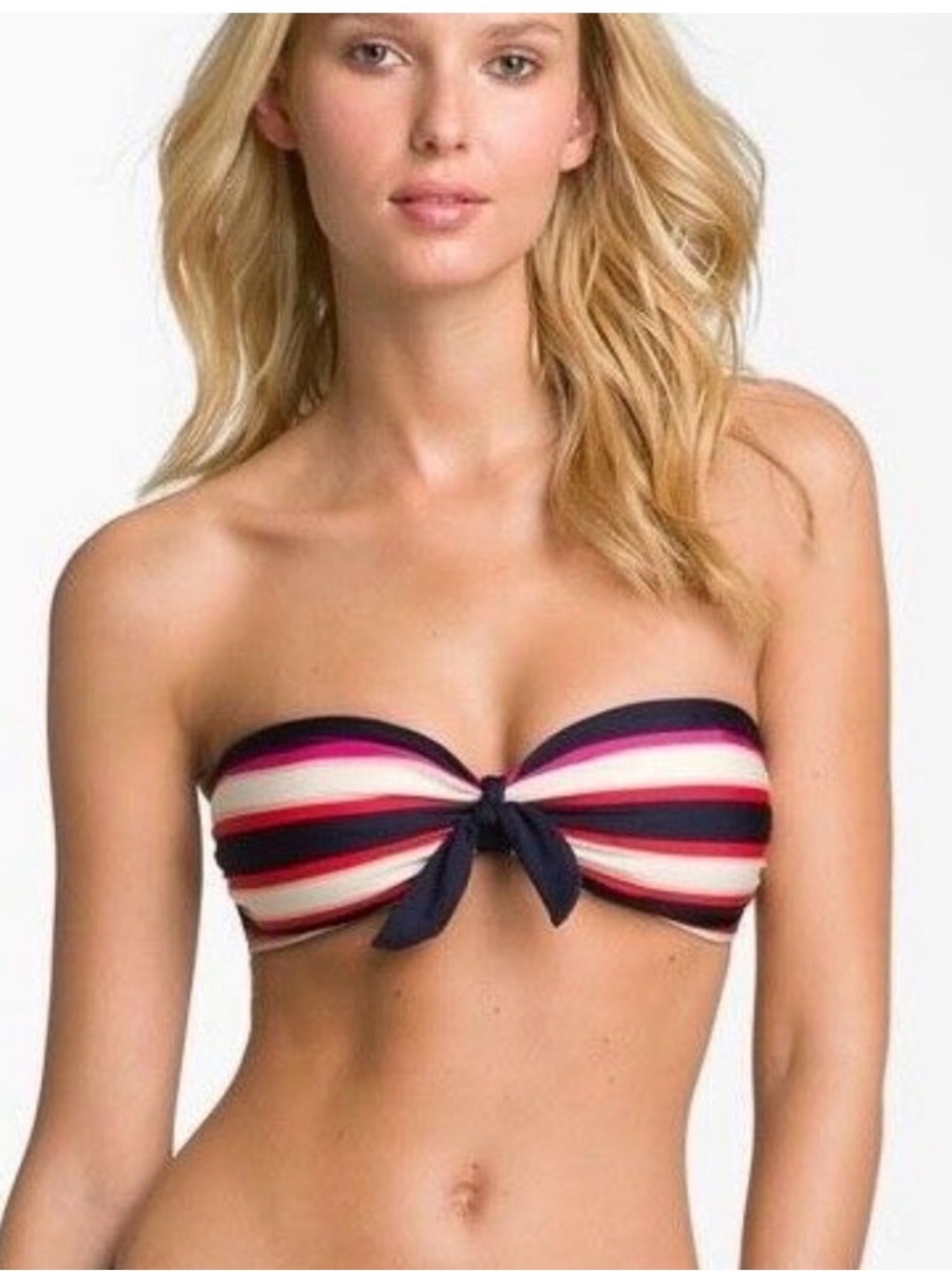 Marc by Marc Jacobs Striped Bandeau Bikini Chic Retro - Navy, White & Pink
